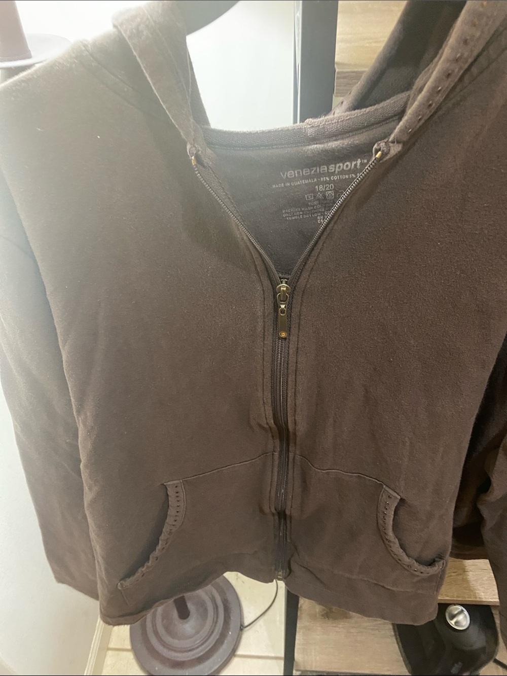 Venezia Brown Zip-Up Hoodie Sweatshirt